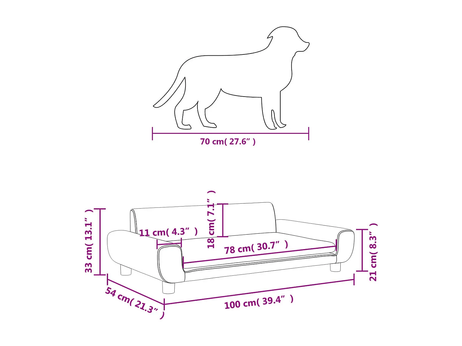 Fien  Lit pour cen marron 100x54x33 cm velours