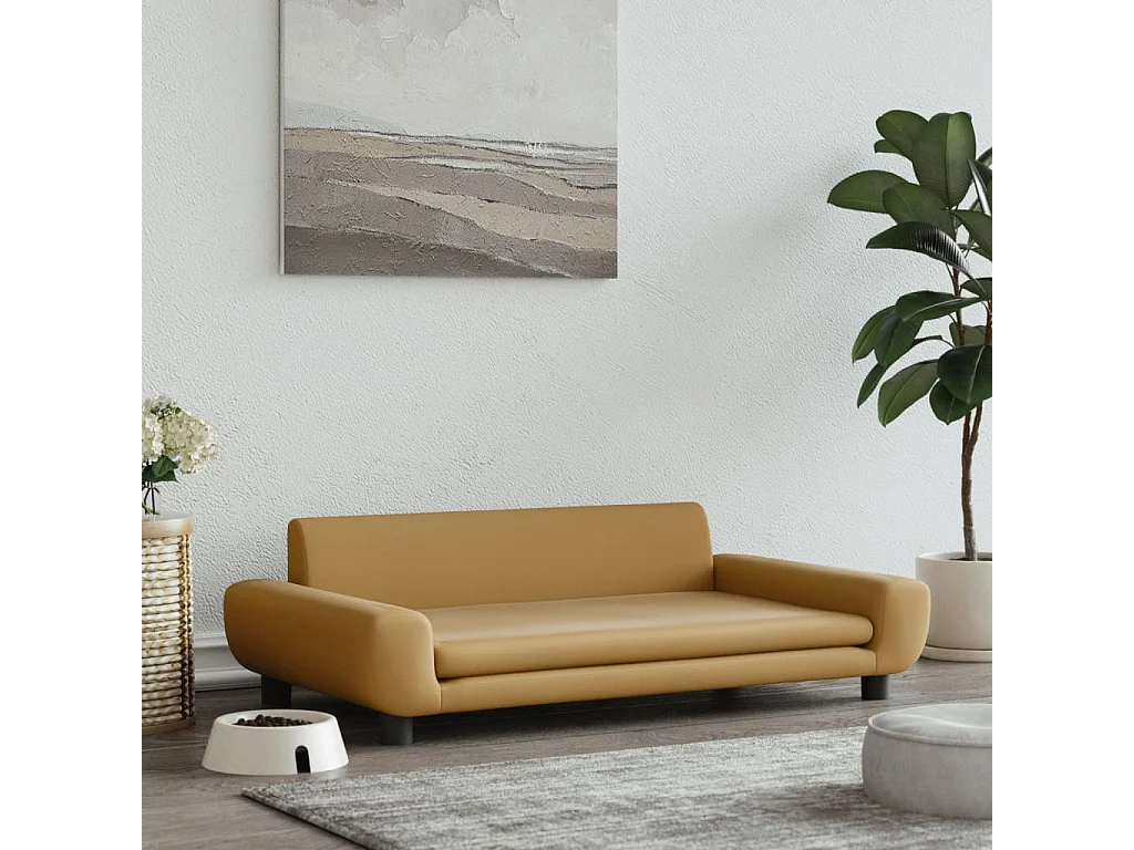 Fien  Lit pour cen marron 100x54x33 cm velours