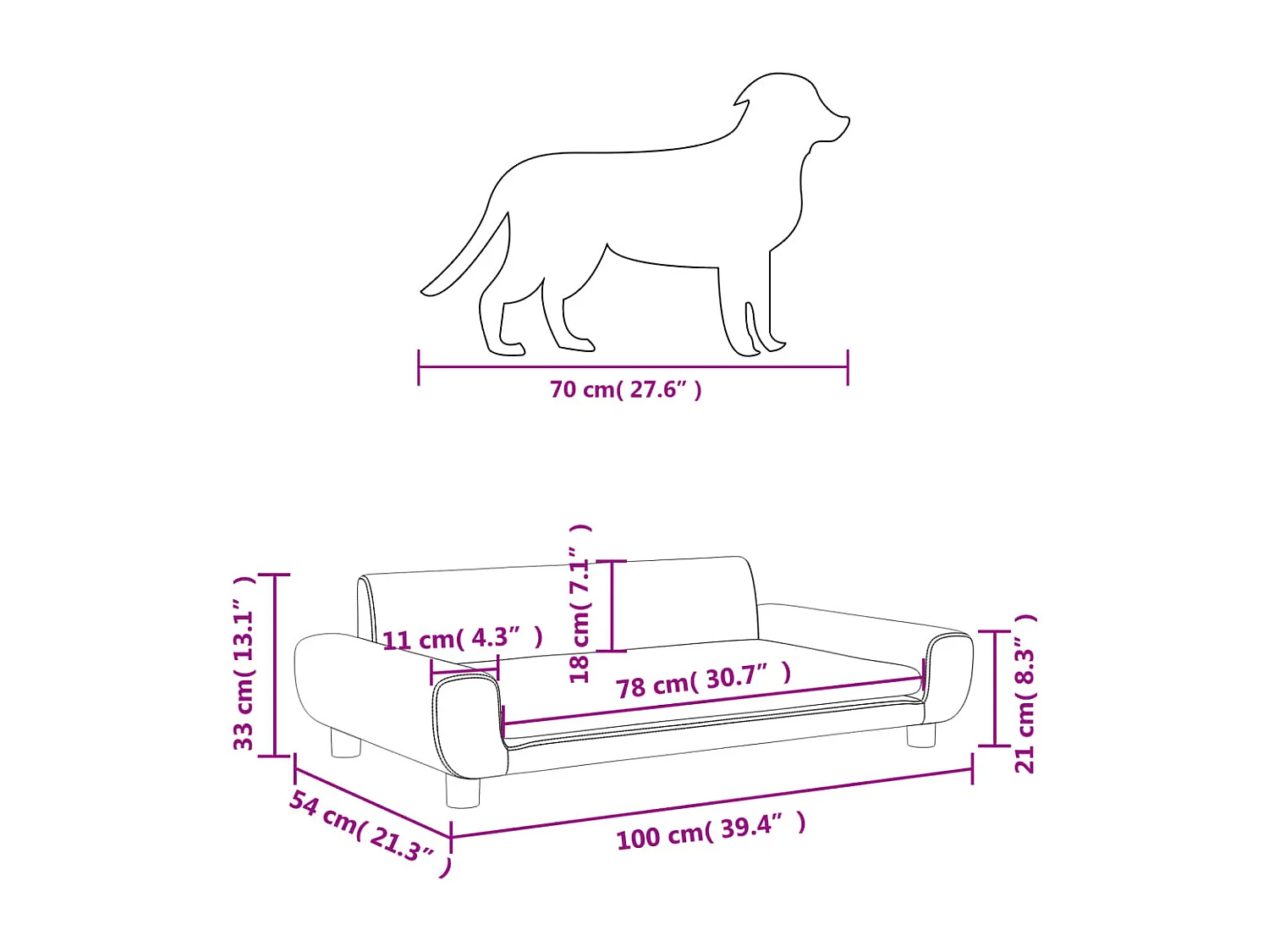 Fien  Lit pour cen crème 100x54x33 cm velours