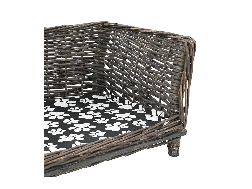 Louis-Léon  Panier pour cens avec coussin Gris 90x54x35 cm Saule l