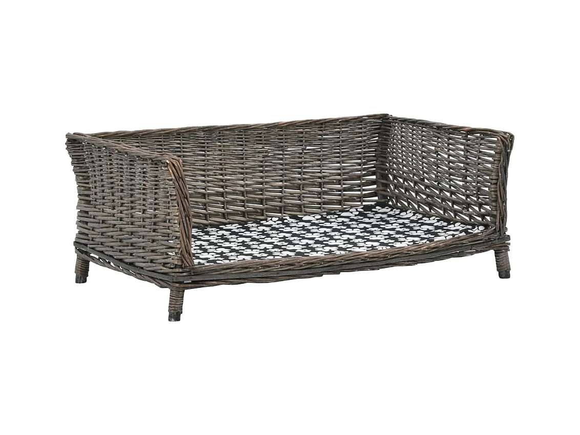 Louis-Léon  Hondenmand met kussen 90x54x35 cm natuurlijk wilgen grijs