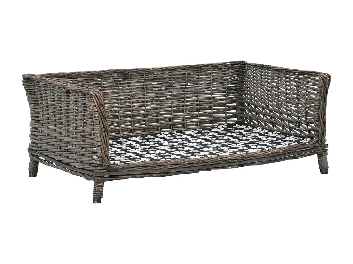 Louis-Léon  Panier pour cens avec coussin Gris 90x54x35 cm Saule l