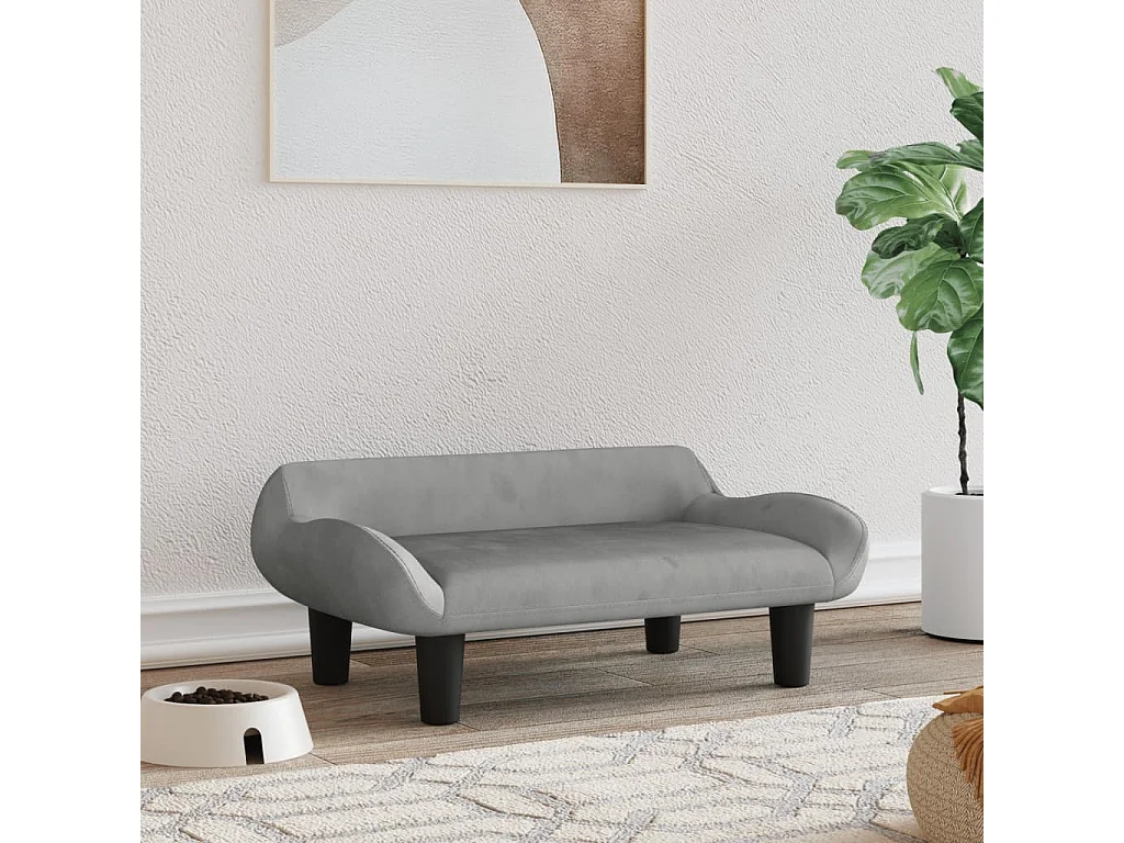 Kessel  Lit pour cen gris clair 70x40x24 cm velours