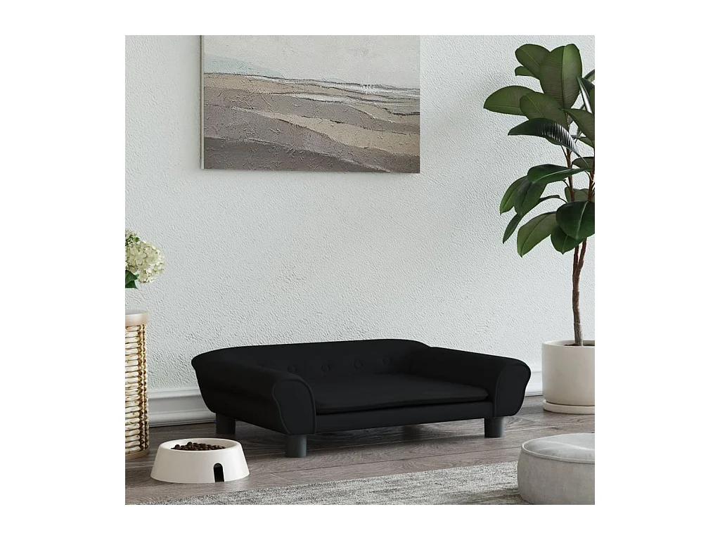 Angeren  Lit pour cen noir 70x48x22 cm velours