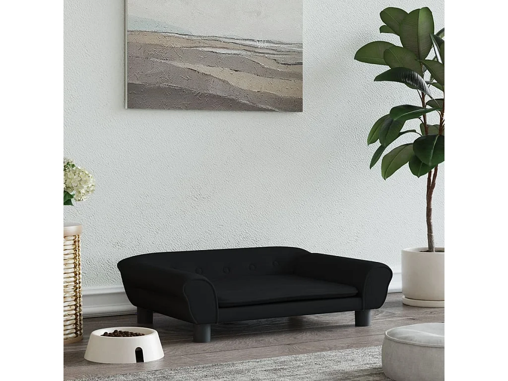 Angeren  Lit pour cen noir 70x48x22 cm velours