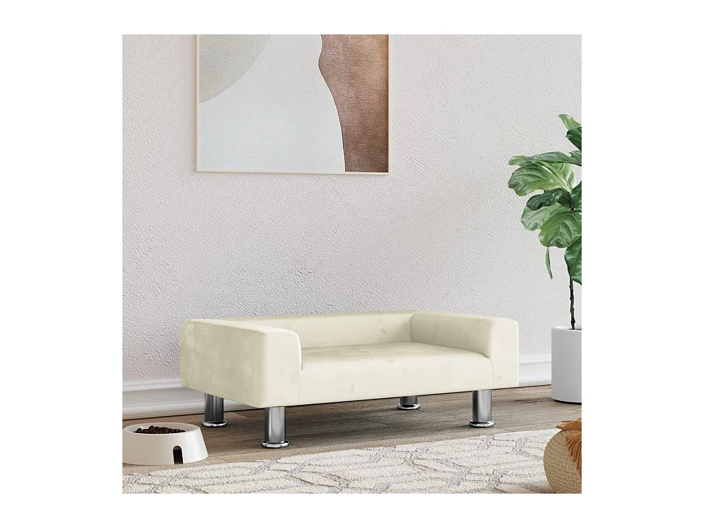 East Providence  Lit pour cen crème 70x45x26,5 cm velours