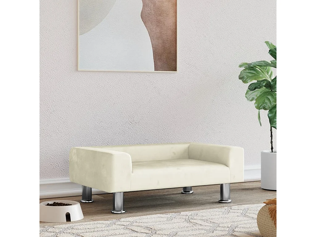 East Providence  Lit pour cen crème 70x45x26,5 cm velours