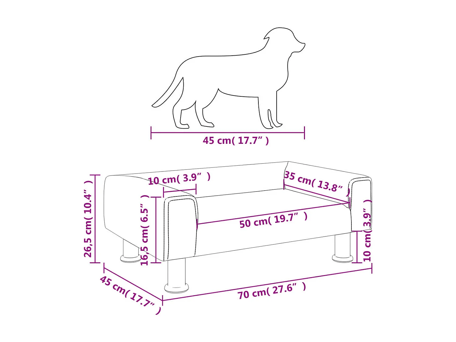 East Providence  Lit pour cen crème 70x45x26,5 cm velours