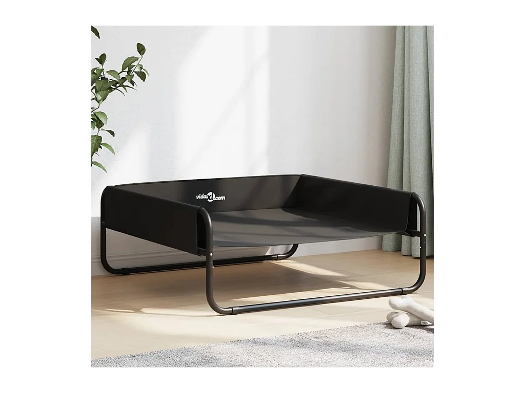 Sophie-Catherine-Marie  Lit surélevé pour cen anthracite tissu Oxford et acier