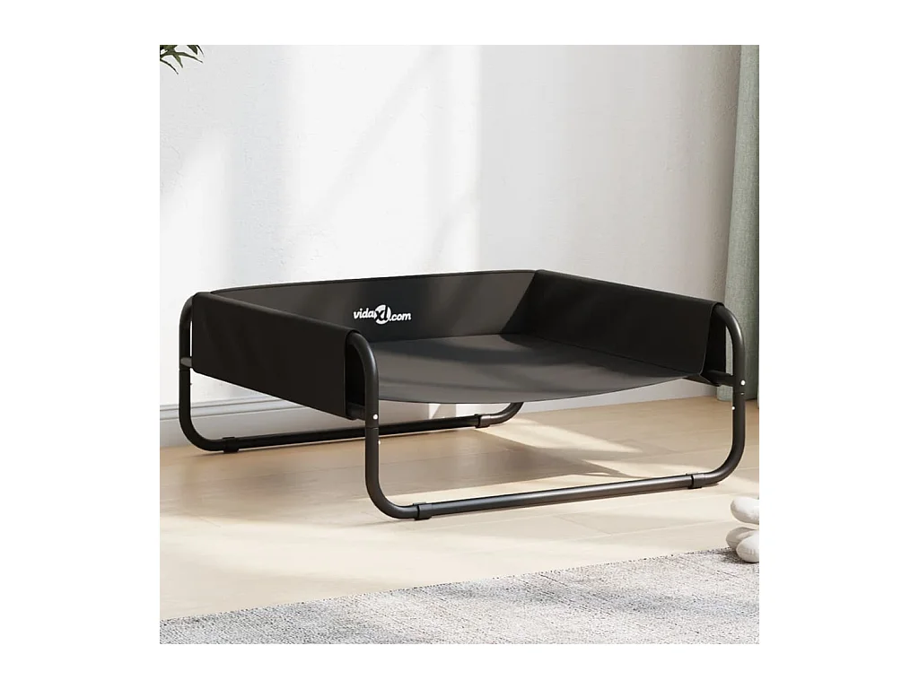 Sophie-Catherine-Marie  Lit surélevé pour cen anthracite tissu Oxford et acier