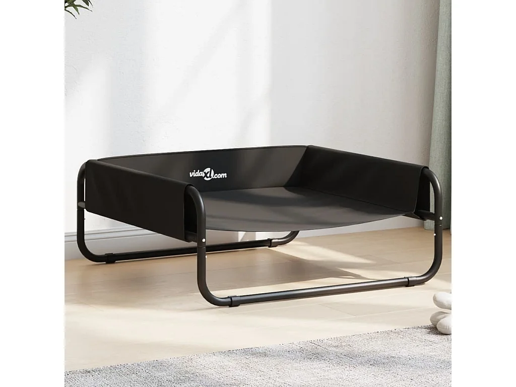 Sophie-Catherine-Marie  Lit surélevé pour cen anthracite tissu Oxford et acier