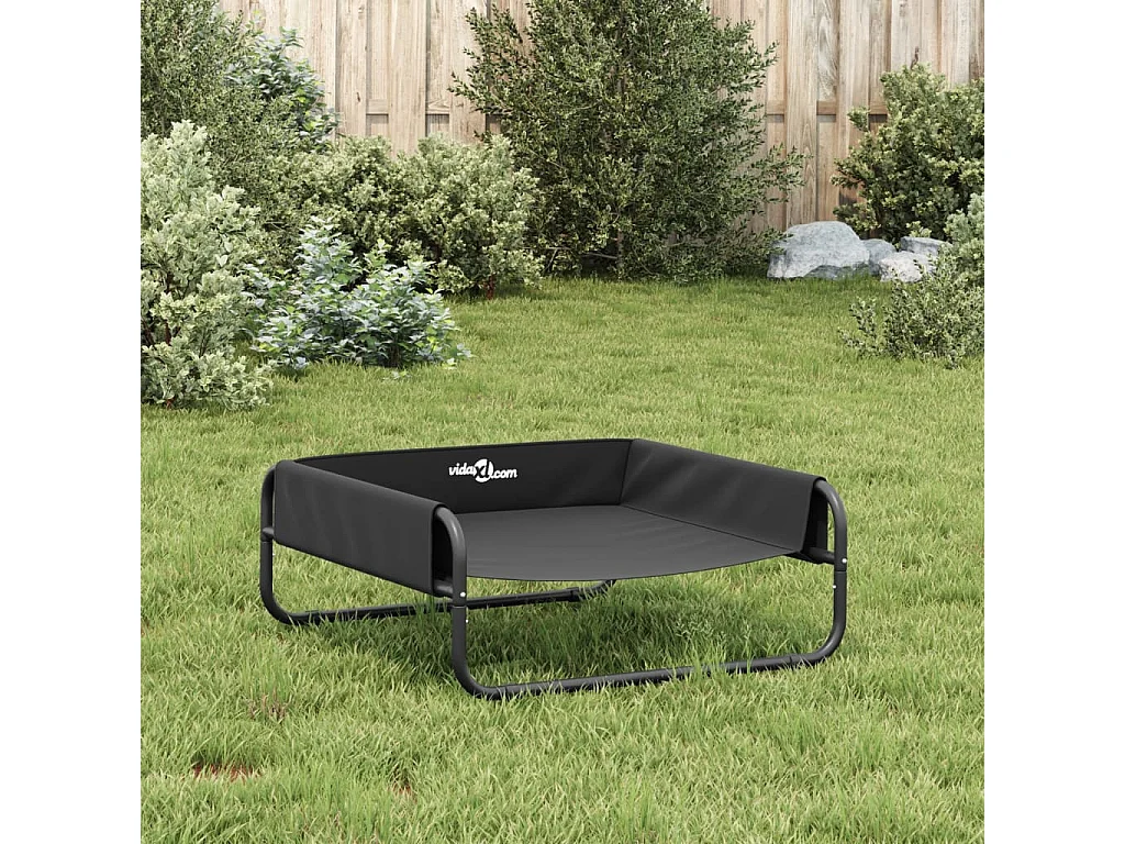 Sophie-Catherine-Marie  Lit surélevé pour cen anthracite tissu Oxford et acier