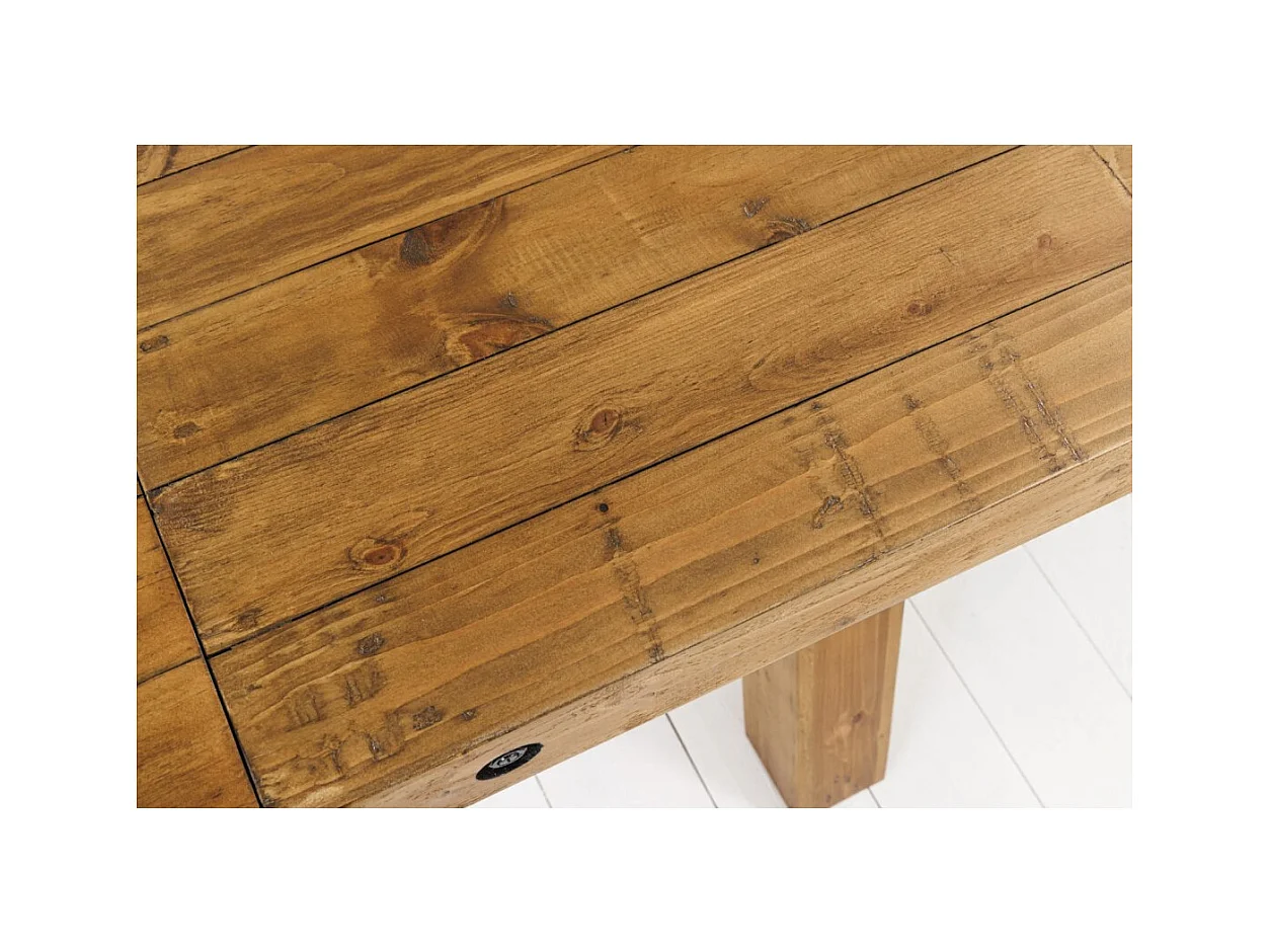 Table de salle à manger RANCHO – Extensible jusqu'à 400 cm – Bois pin vernis et métal – Style rustique