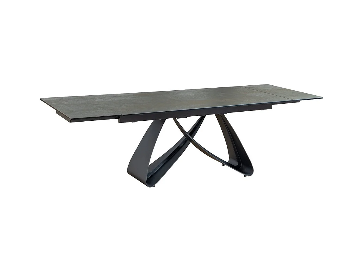 Table de salle à manger ZAREL – Extensible 180 à 260 cm – Rectangulaire – Céramique et verre trempé effet marbre