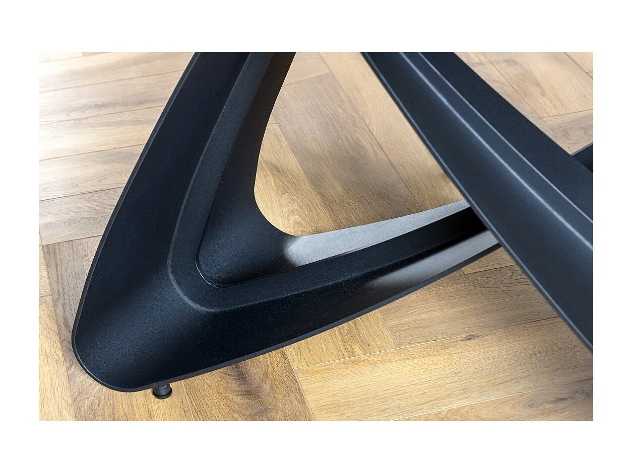 Table de salle à manger ZAREL – Extensible 180 à 260 cm – Rectangulaire – Céramique et verre trempé effet marbre