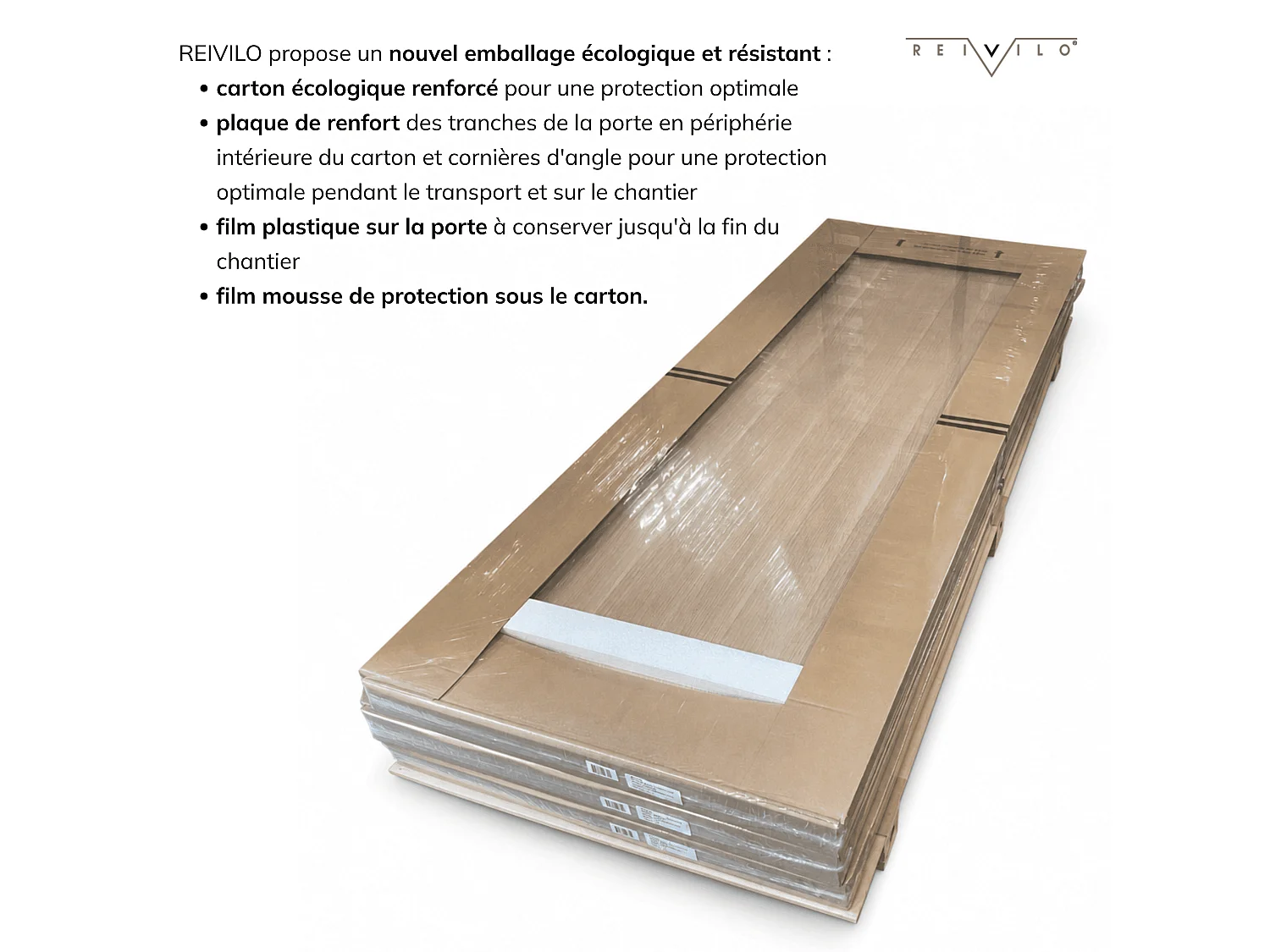 Bloc porte fin de chantier Matild, finition chêne brut structuré, réversible, H.204 x l.73 cm - Reivilo