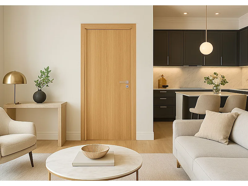 Bloc porte fin de chantier Matild, chêne brut, réversible, H.204 x l.83 cm