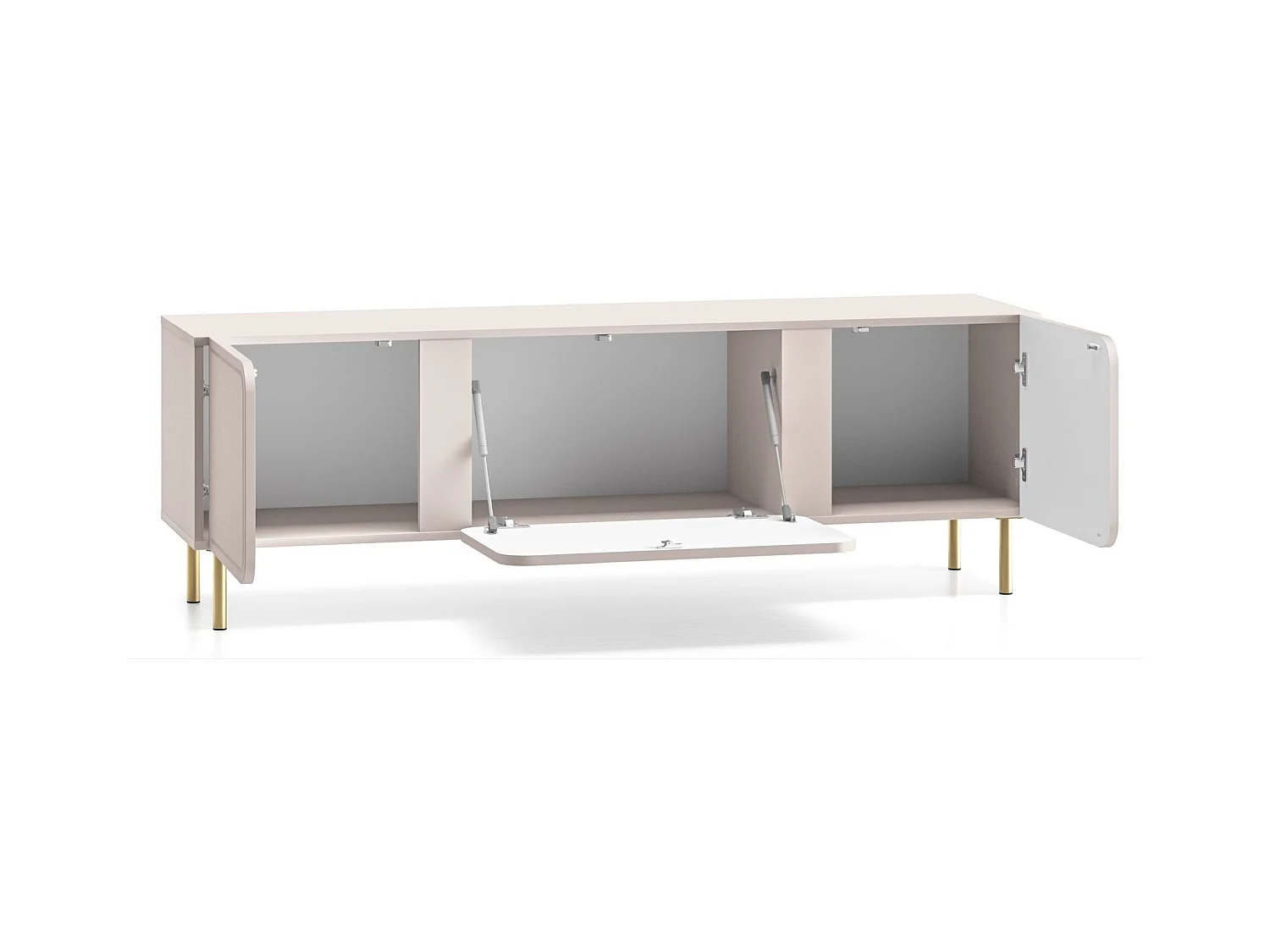 Meuble TV 2 portes avec abattant - beige cachemire 160 cm - LOPPA
