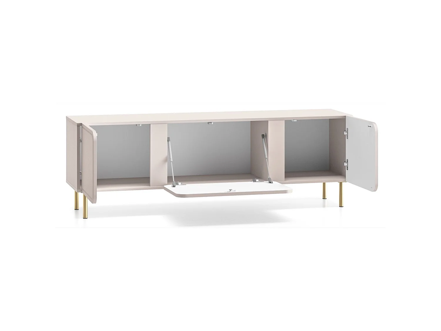 Meuble TV 2 portes avec abattant - beige cachemire 160 cm - LOPPA