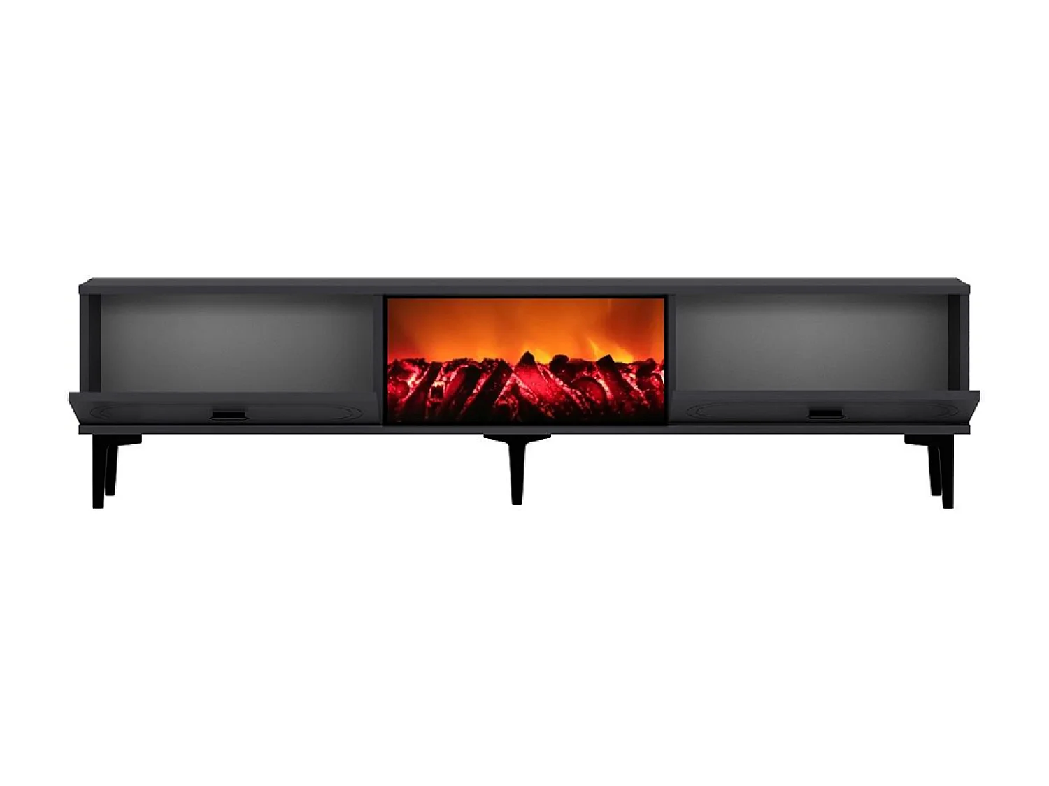 Meuble TV avec cheminée LED 150cm gris anthracite et noir FYRA