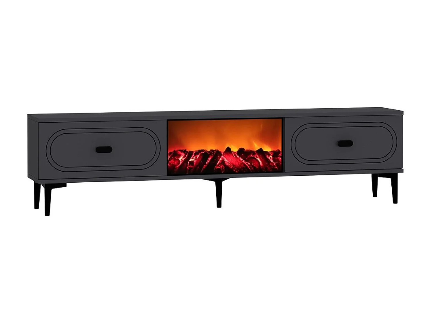 Meuble TV avec cheminée LED 150cm gris anthracite et noir FYRA