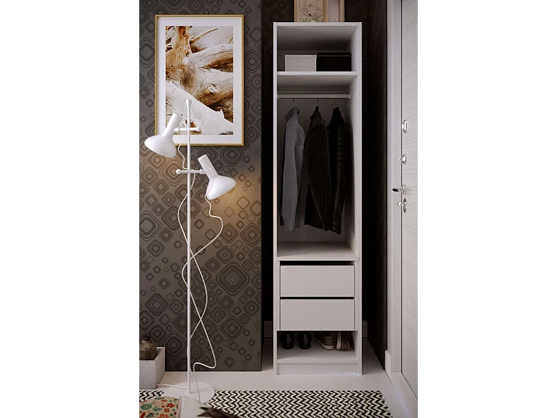 Colonne penderie 2 tiroirs TALESA blanc