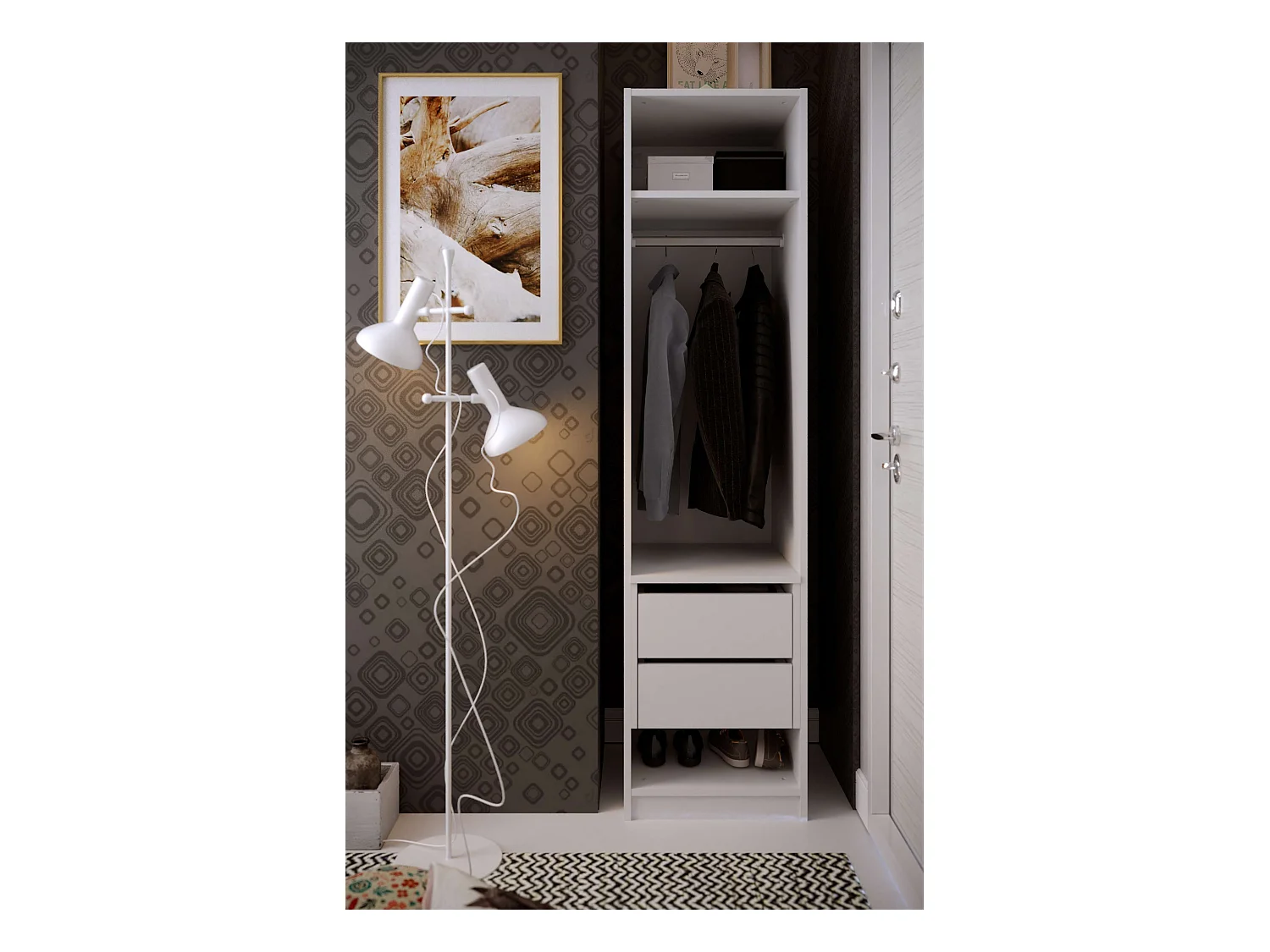 Colonne penderie 2 tiroirs TALESA blanc