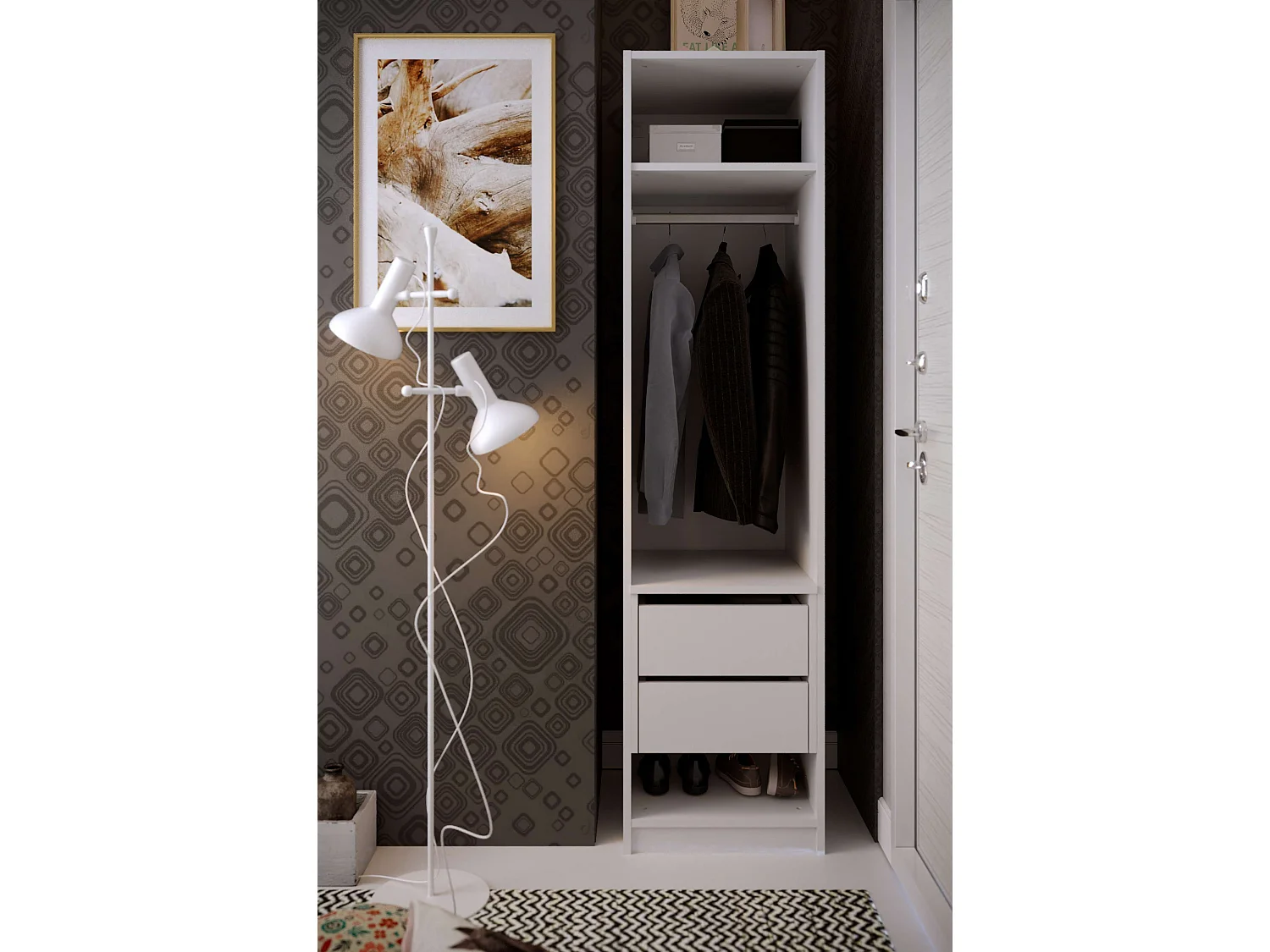 Colonne penderie 2 tiroirs TALESA blanc