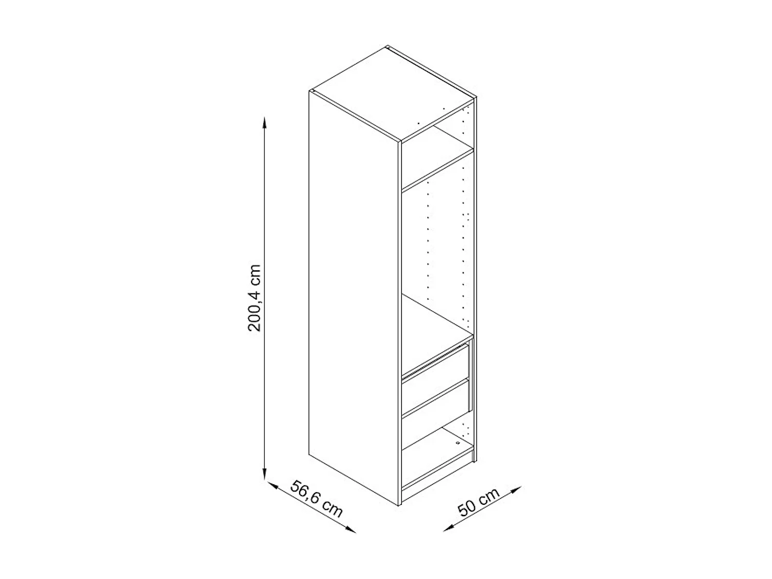 Colonne penderie 2 tiroirs TALESA blanc