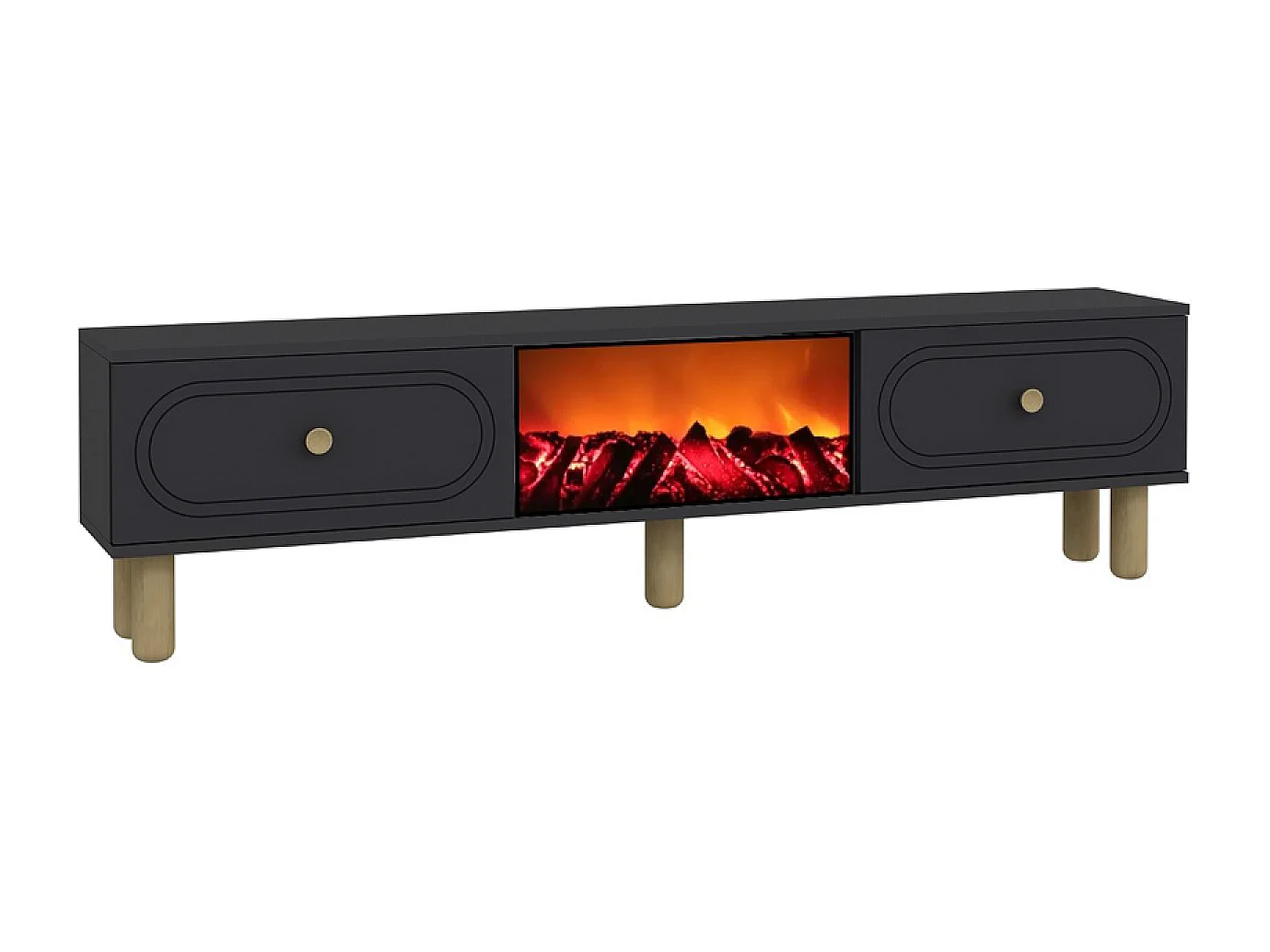 Meuble TV avec cheminée LED 150cm gris anthracite FYRI