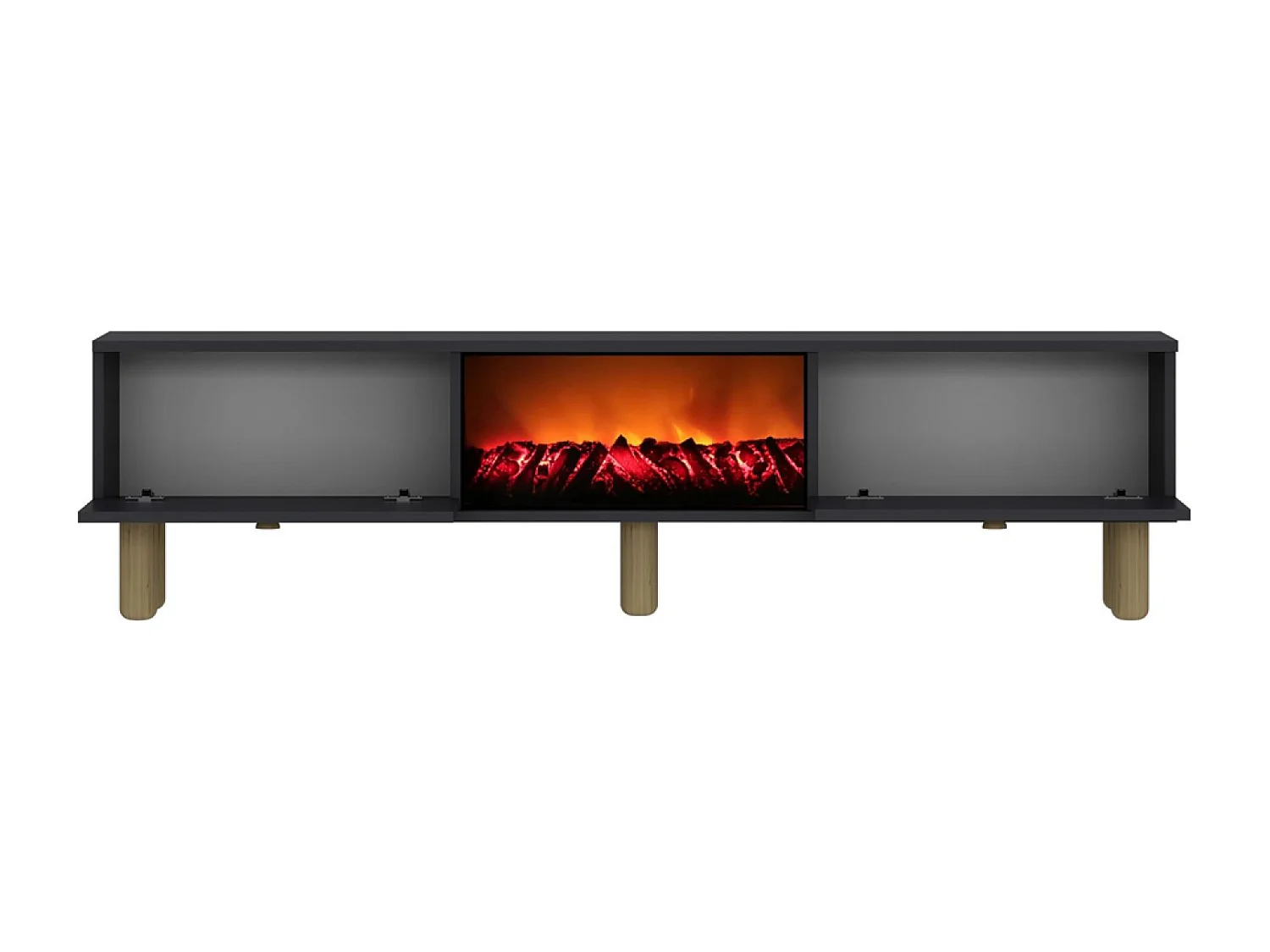 Meuble TV avec cheminée LED 150cm gris anthracite FYRI