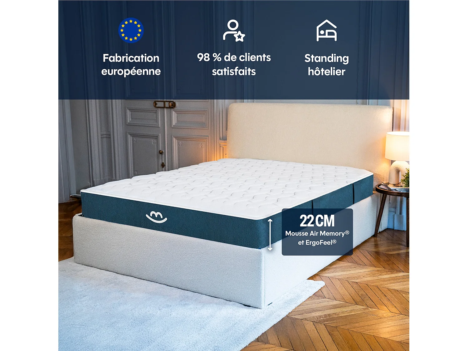 Matelas hybride mousse et ressorts 180x200 épais 22cm