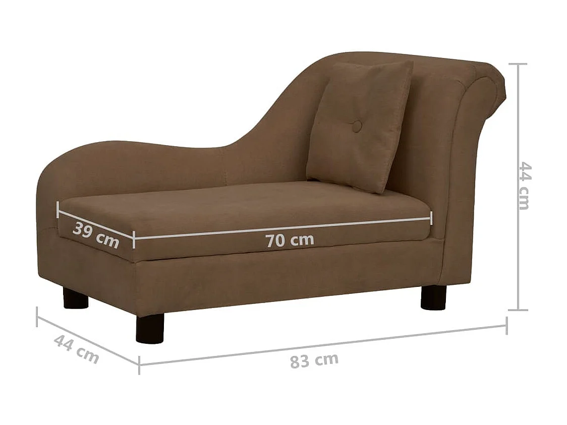 Le Havre  Canapé pour cen avec oreiller Marron 83x44x44 cm Peluche