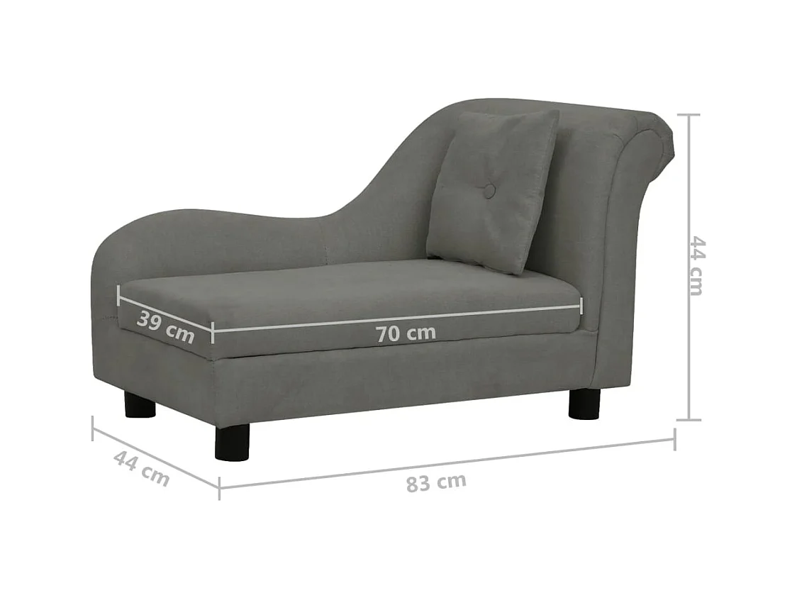Le Havre  Canapé pour cen avec oreiller Gris foncé 83x44x44 cm Peluche