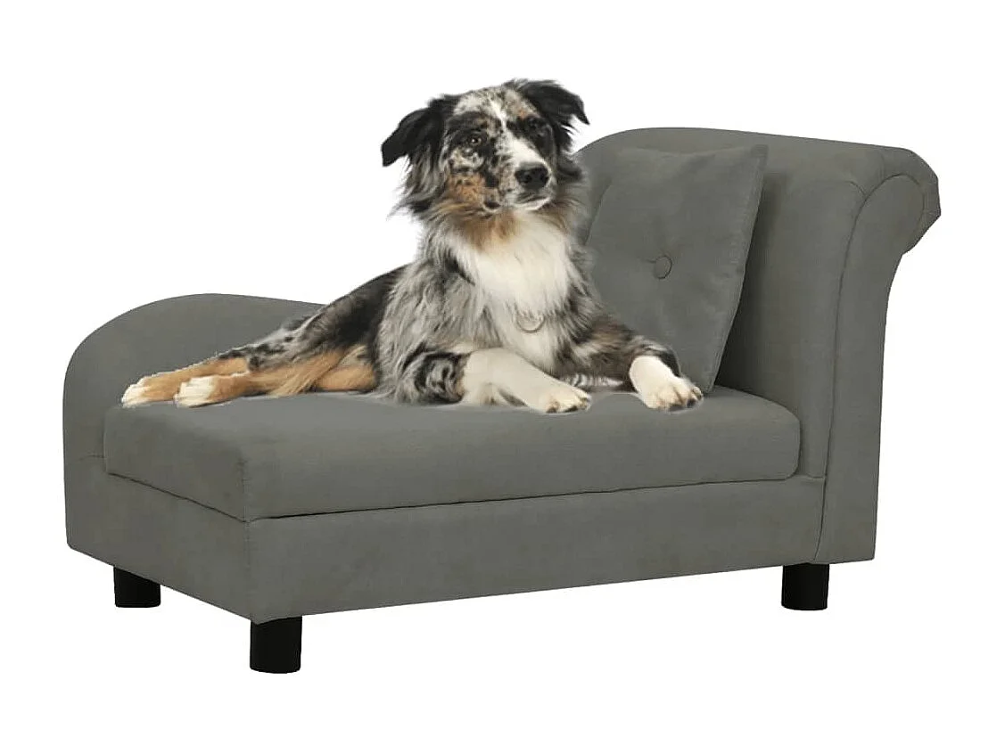 Le Havre  Canapé pour cen avec oreiller Gris foncé 83x44x44 cm Peluche