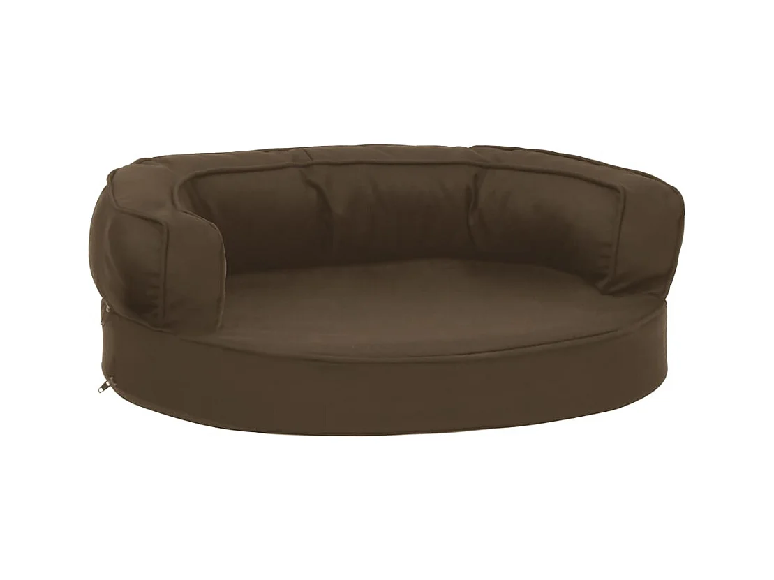 Xarvir  Colchón de cama de perro ergonómico aspecto lino marrón 60x42cm