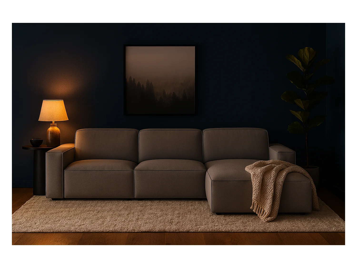 Canapé d’angle modulaire Cursal A  droit  – 284 x 166 cm, gris Raven 7, design moderne