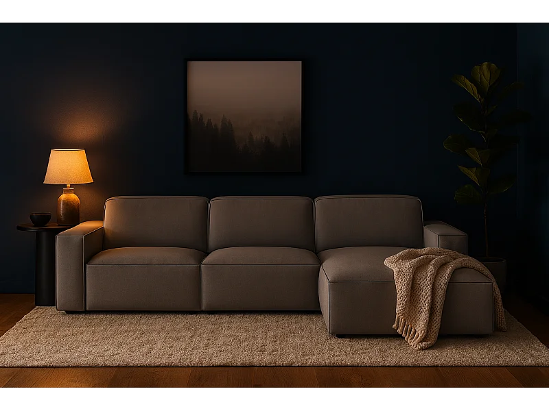 Canapé d’angle modulaire Cursal A  droit  – 284 x 166 cm, gris Raven 7, design moderne