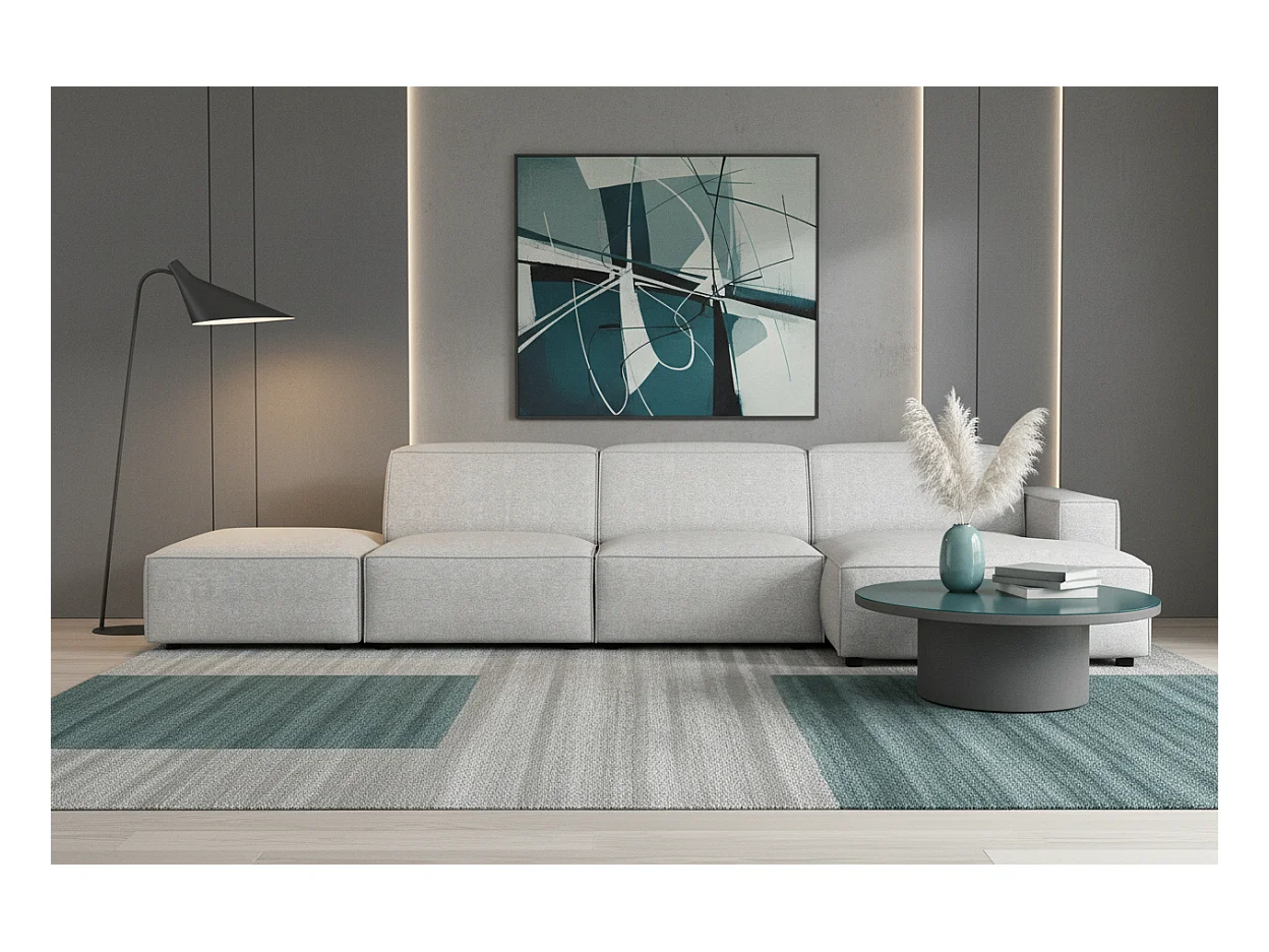 Canapé d’angle modulaire Cursal C droit – 341 x 166 x 70 cm, gris clair Raven 6, design moderne