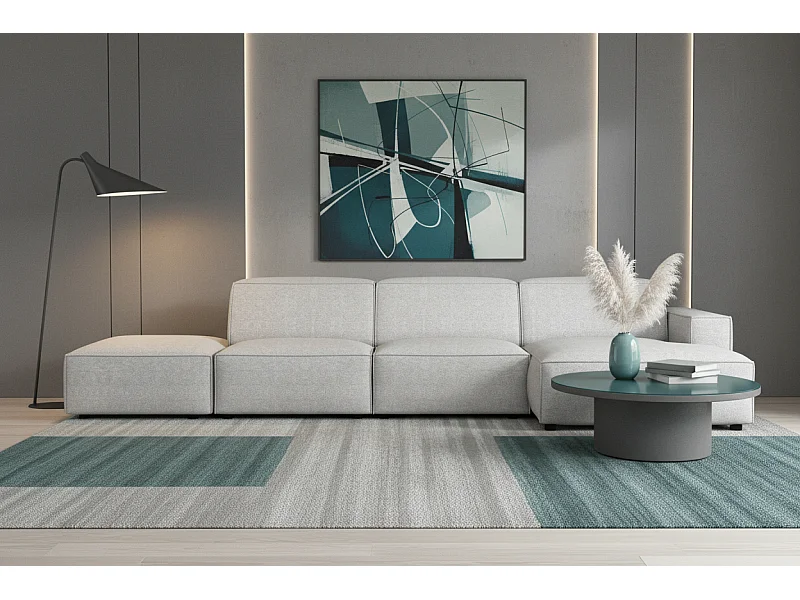 Canapé d’angle modulaire Cursal C droit – 341 x 166 x 70 cm, gris clair Raven 6, design moderne