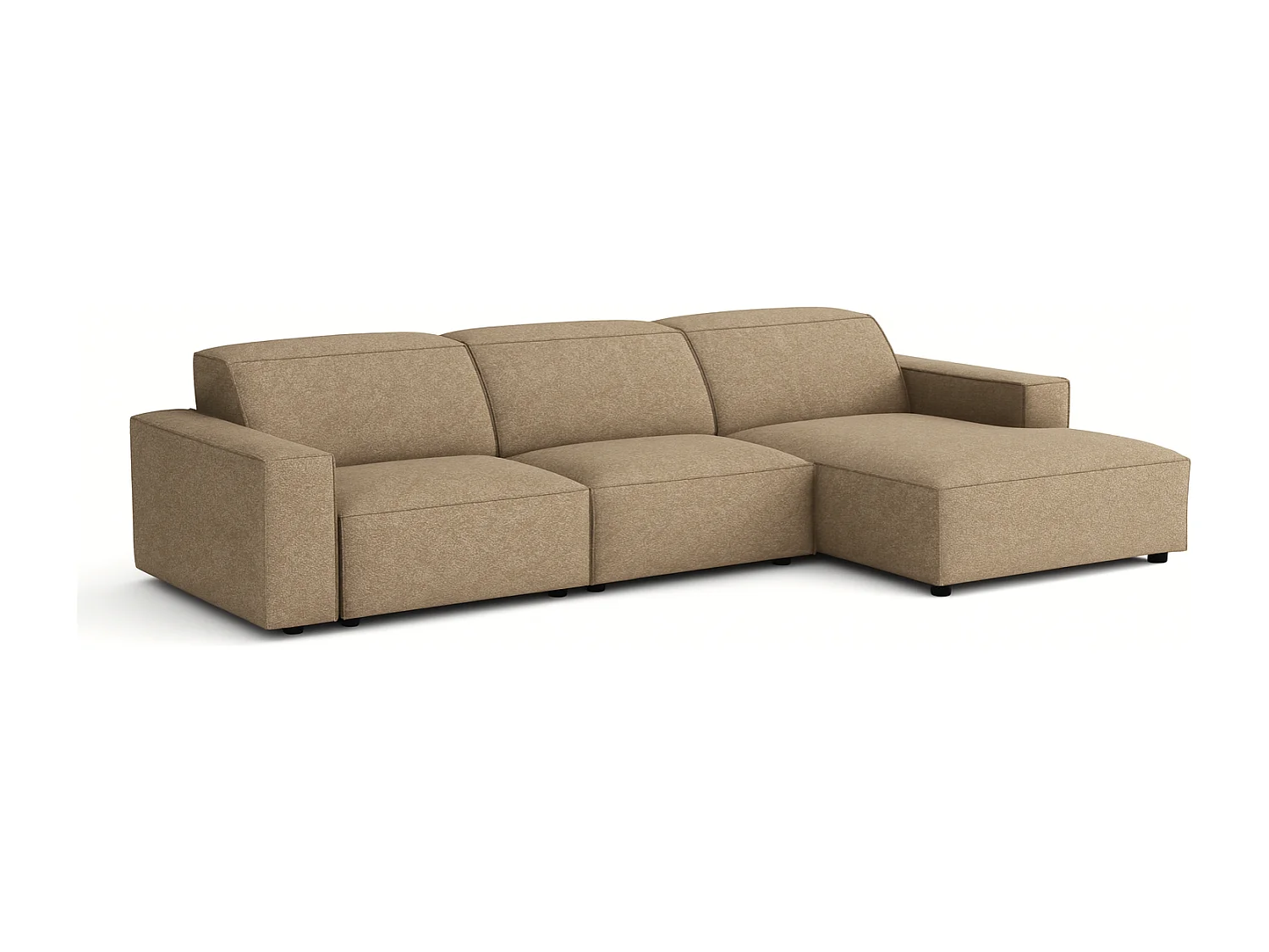 Canapé d’angle modulaire Cursal A droit  – 284 x 166 cm, marron clair Raven 34, design moderne