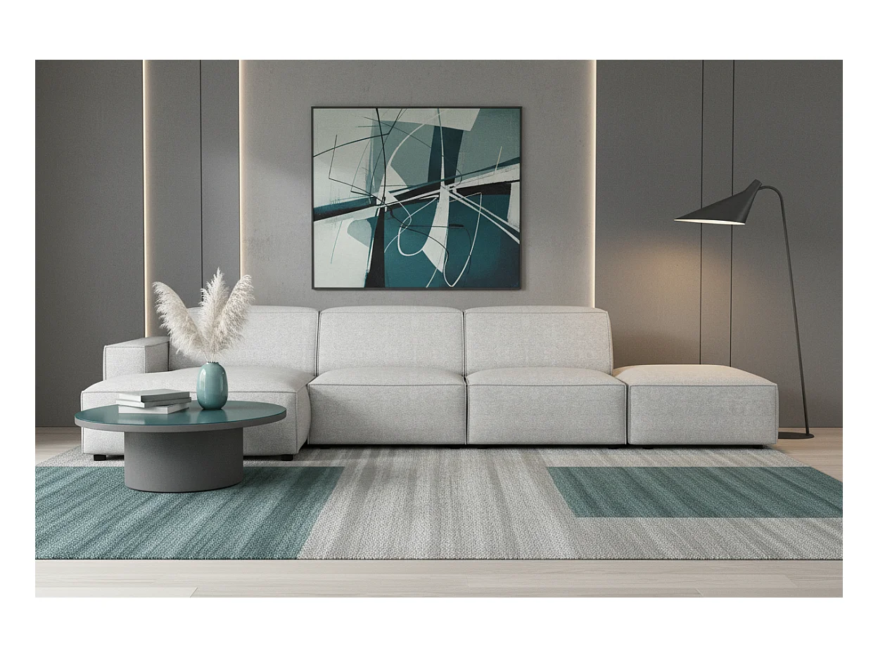 Canapé d’angle modulaire Cursal C gauche – 341 x 166 x 70 cm, gris clair Raven 6, design moderne