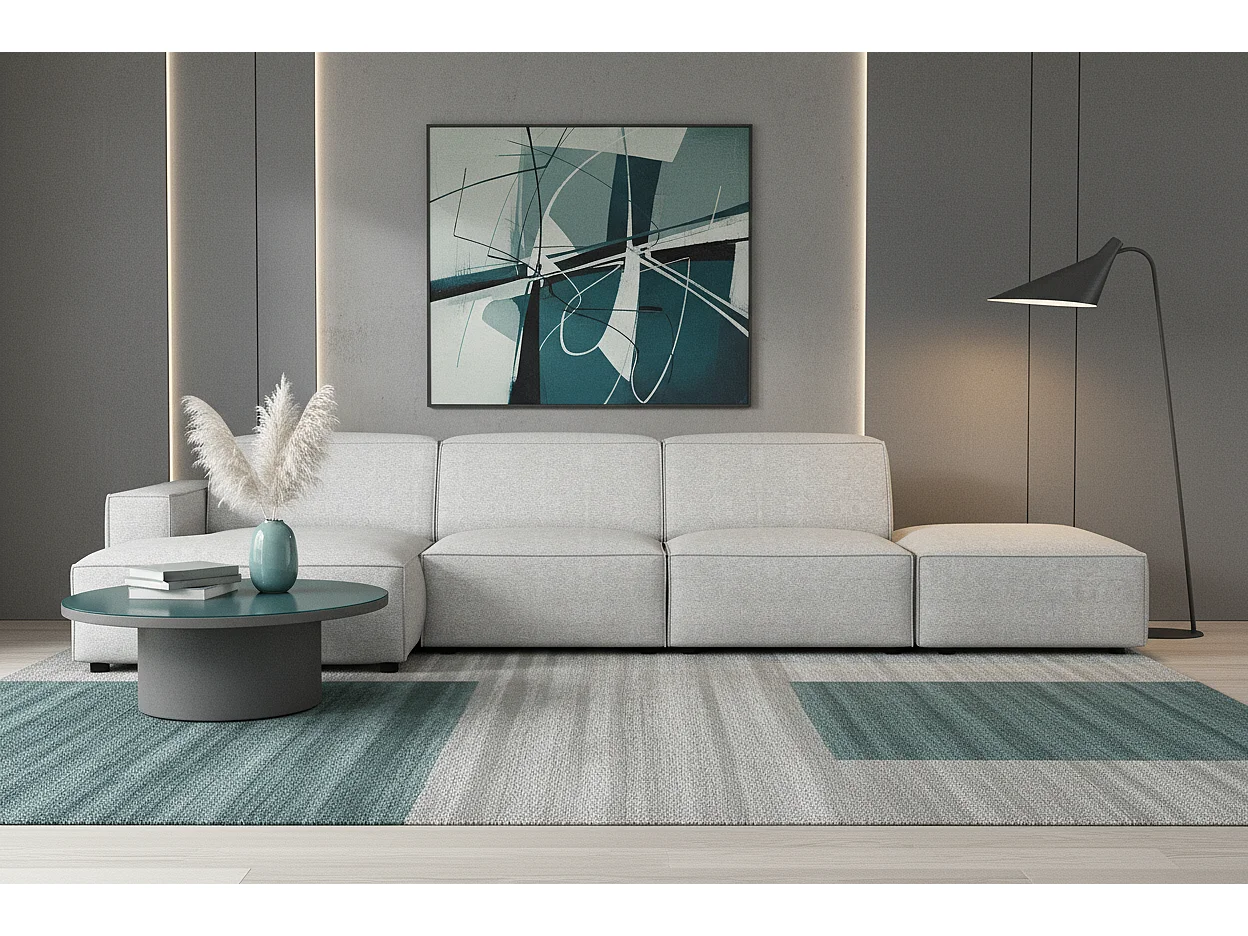 Canapé d’angle modulaire Cursal C gauche – 341 x 166 x 70 cm, gris clair Raven 6, design moderne