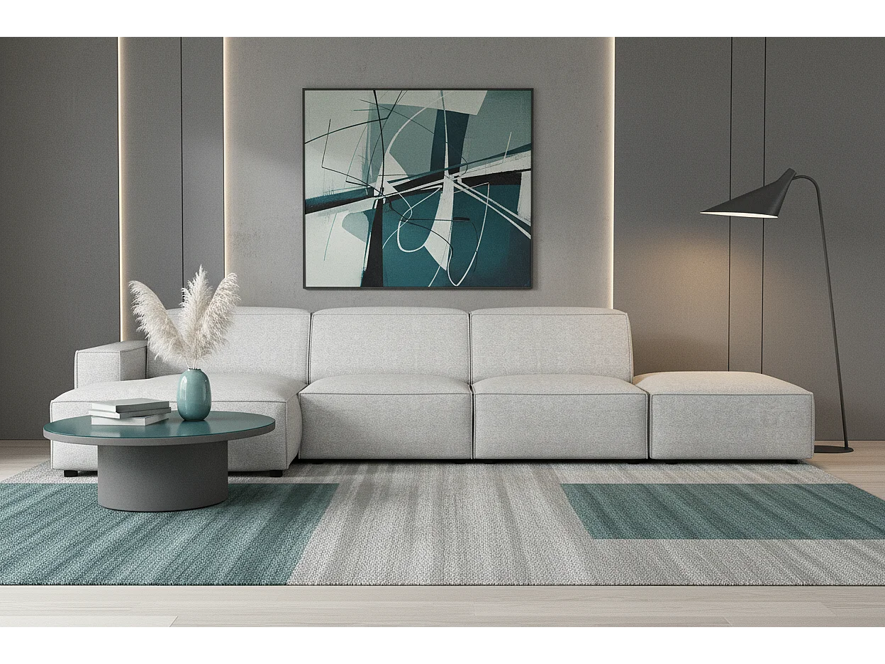 Canapé d’angle modulaire Cursal C gauche – 341 x 166 x 70 cm, gris clair Raven 6, design moderne