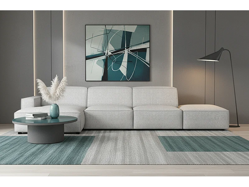 Canapé d’angle modulaire Cursal C gauche – 341 x 166 x 70 cm, gris clair Raven 6, design moderne