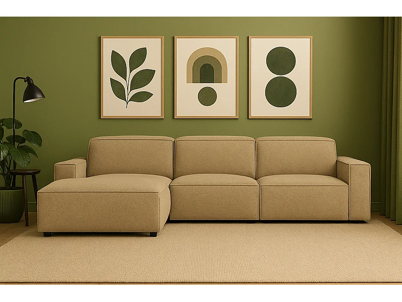 Modulaire hoekbank Cursal A links – 284 x 166 cm, leichbruin Raven 34, modern design