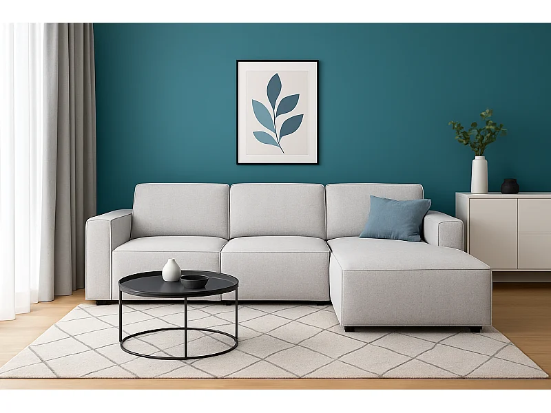 Modulaire hoekbank Cursal A rechts – 284 x 166 cm, lichtgrijs Raven 6, modern design