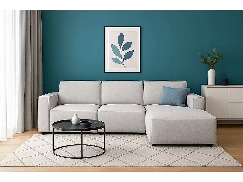 Canapé d’angle modulaire Cursal A droit – 284 x 166 cm, gris clair Raven 6, design moderne