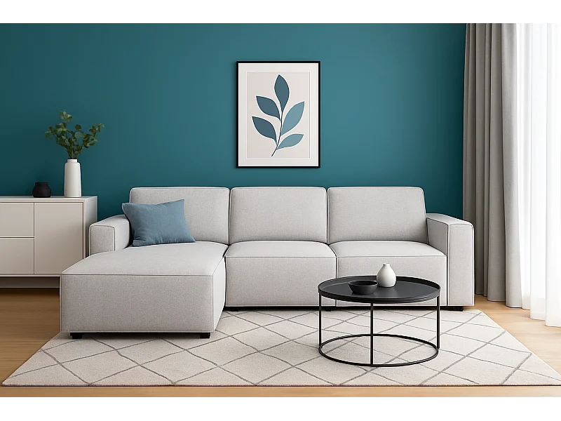 Modulaire hoekbank Cursal A links – 284 x 166 cm, lichtgrijs Raven 6, modern design