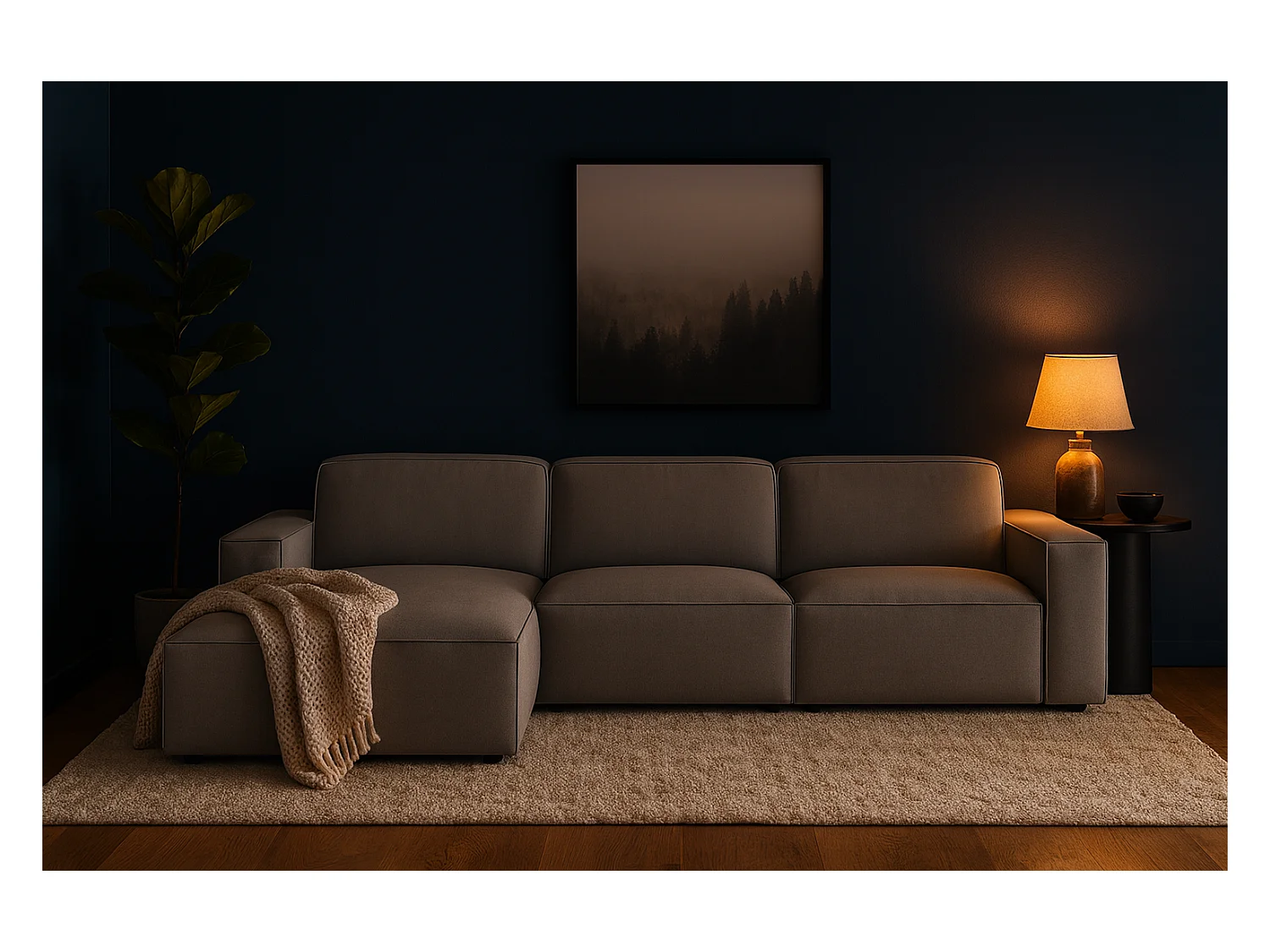 Canapé d’angle modulaire Cursal A gauche – 284 x 166 cm, gris Raven 7, design moderne